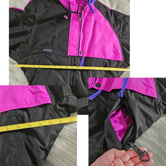COLUMBIA Radial Sleeve 1-Piece Ski Snow Suit Black with Purple-Pink Colorblock - Picture 13 of 15